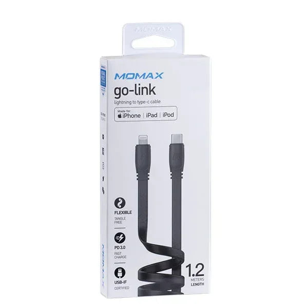 MOMAX Go-Link Lightning to USB-C Charging Cable DL37D - Three