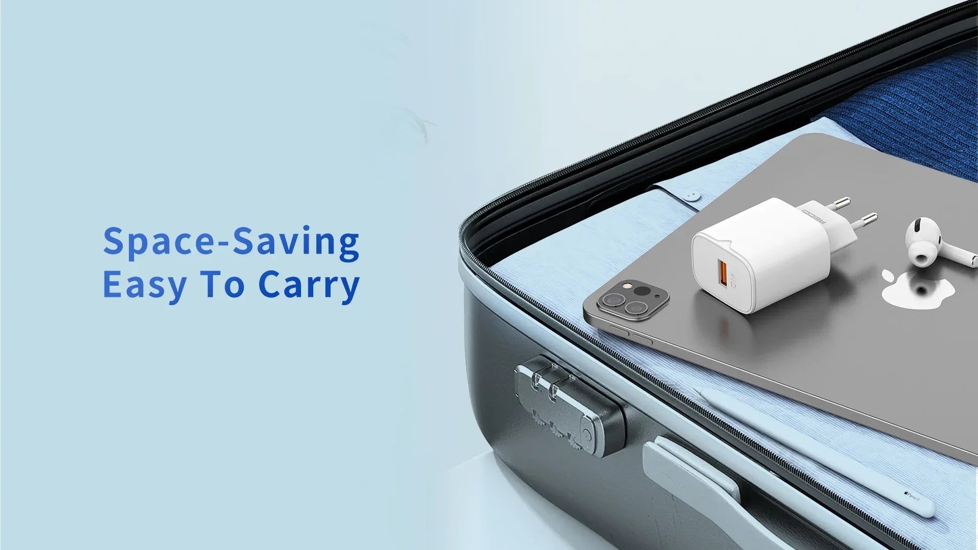 Recci Wall Charger QC18W Fast Charging Adapter RC51E - Three