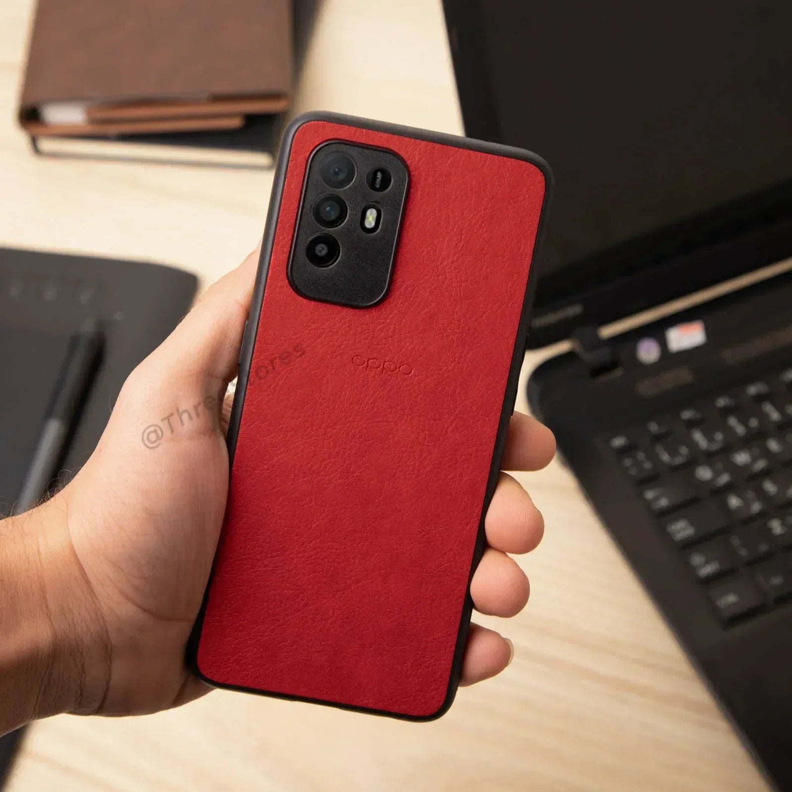 Leather Camera Protection Case Oppo A95 5G - Three