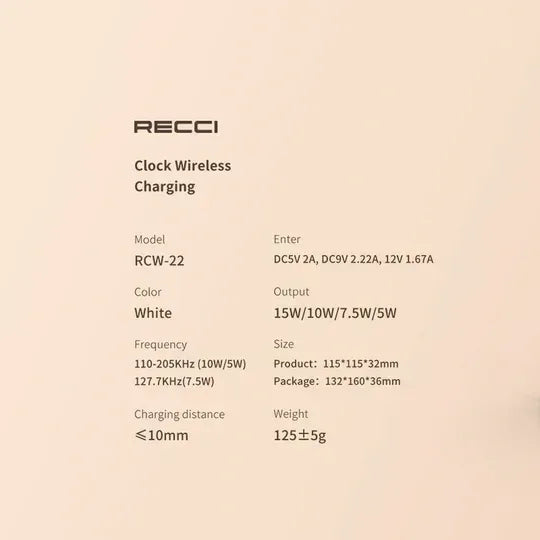 Recci Clock Wireless Charging RCW-22 - Three