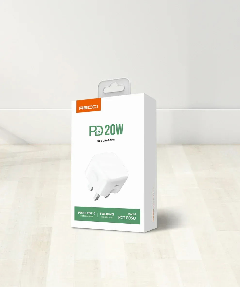 Recci PD 20W Wall Charger Folding Plug RCT-P05U - Three