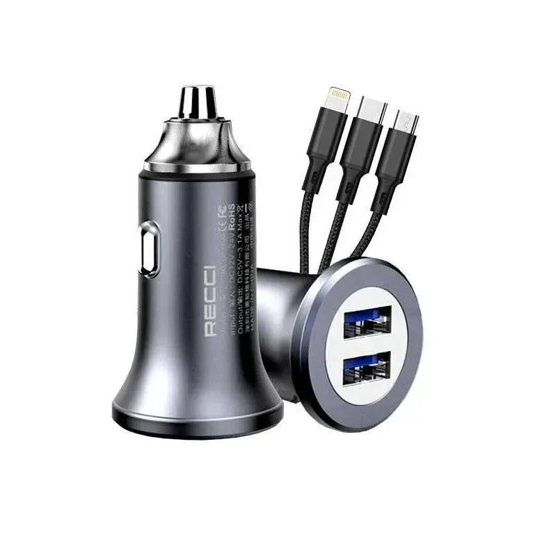 Recci 3 in 1 Cable + Car Charger kit RQ03T - Three