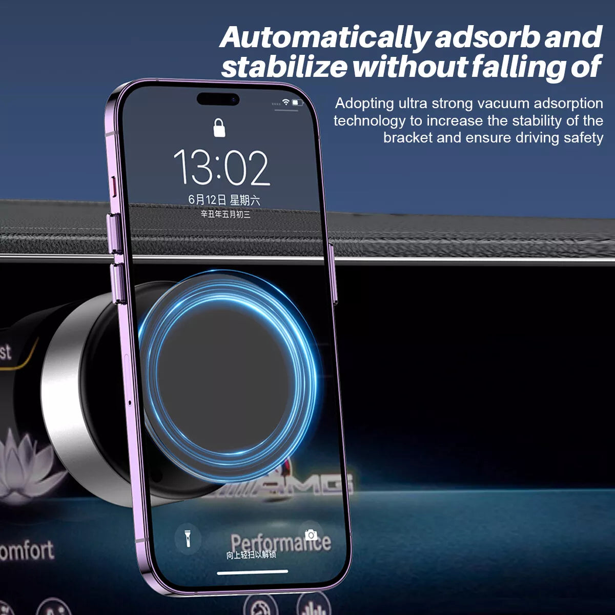 Green Vacuum Suction Phone Holder