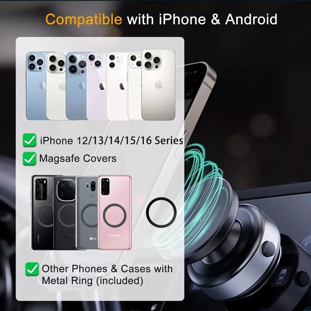 Green Vacuum Suction Phone Holder - Three