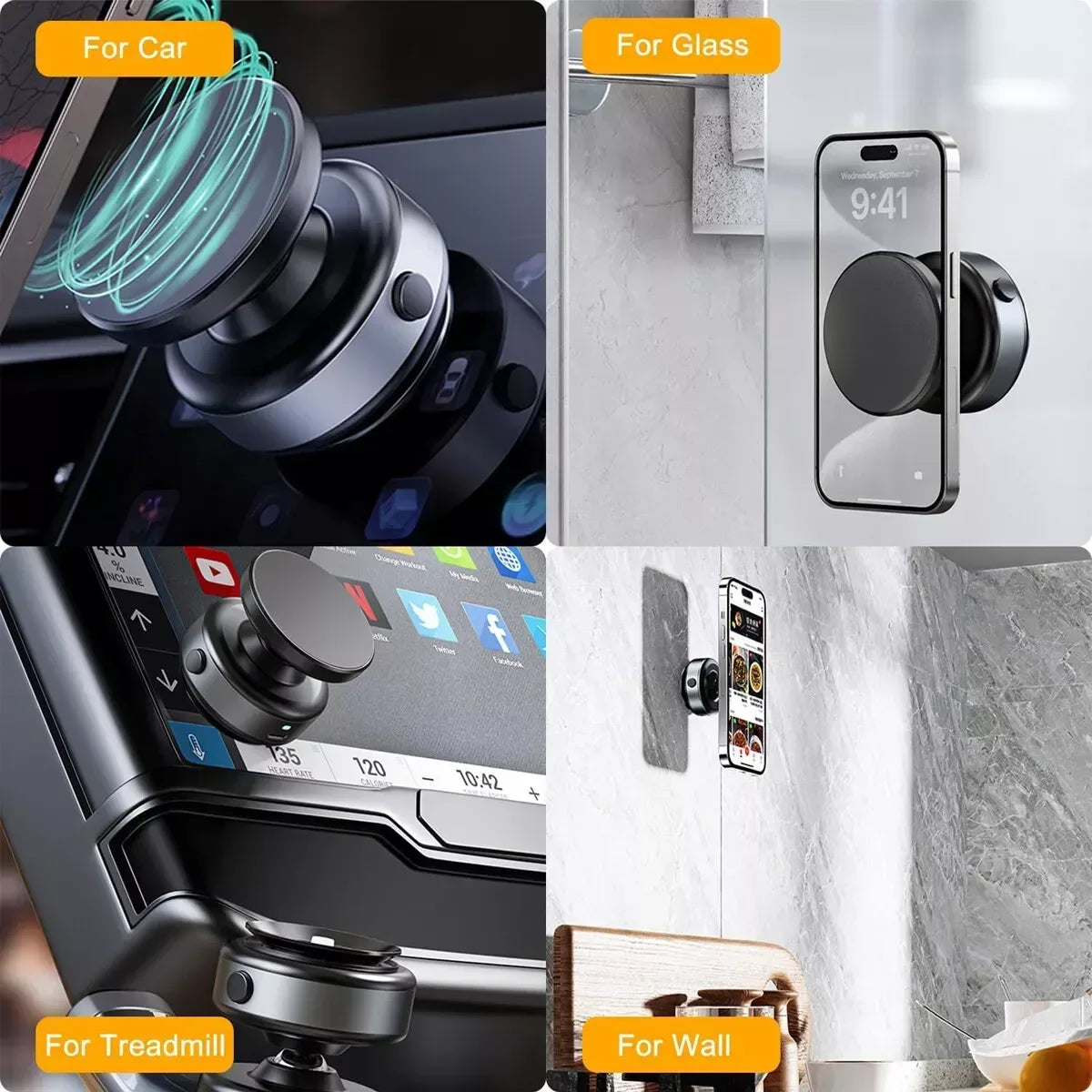 Green Vacuum Suction Phone Holder - Three