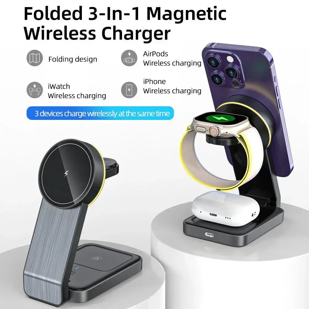 3 in 1 Foldable Wireless Charging Station - Three