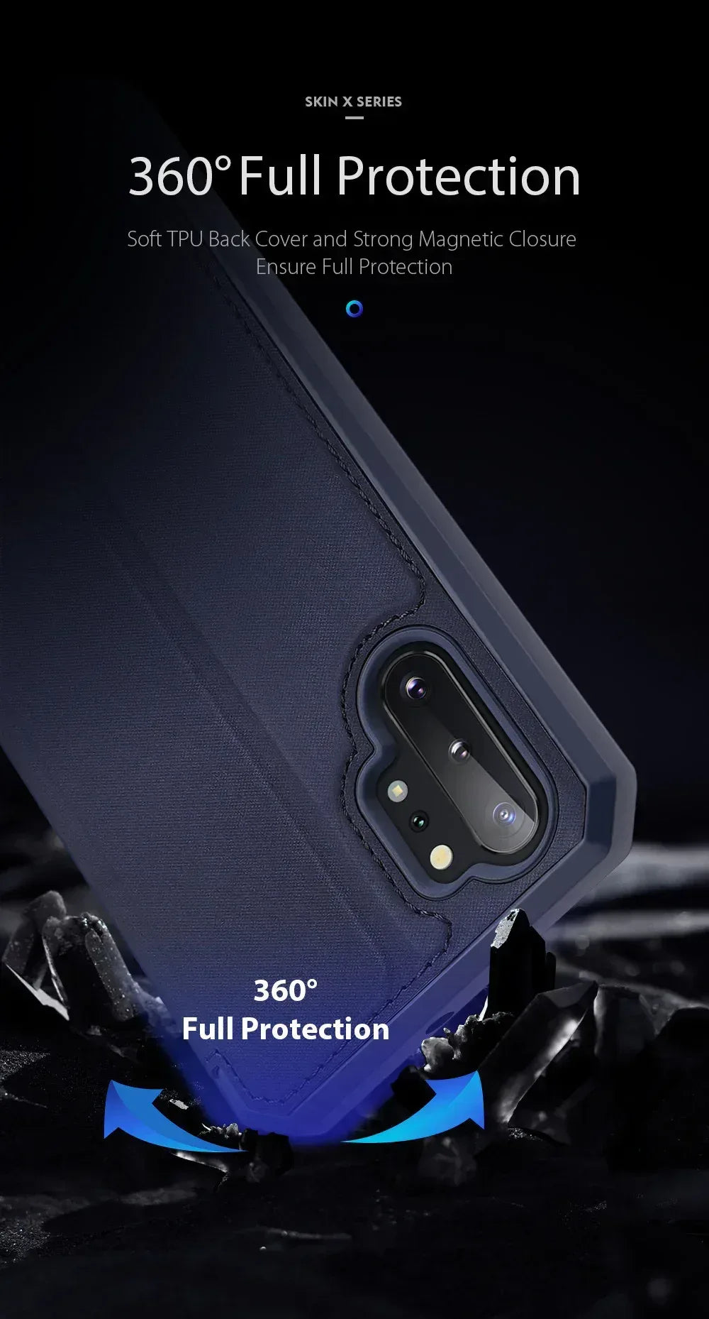 Dux Skin X Series Magnetic Flip Case Samsung Note 10 Plus - Three