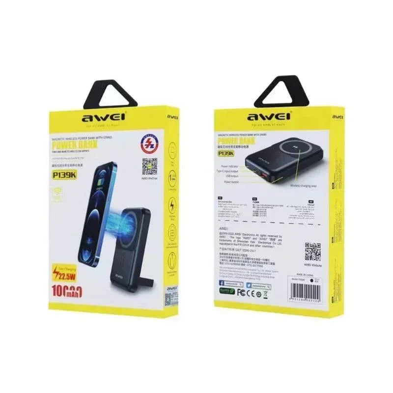 Awei 10000mAh Powerbank Magnetic Wireless P139K - Three