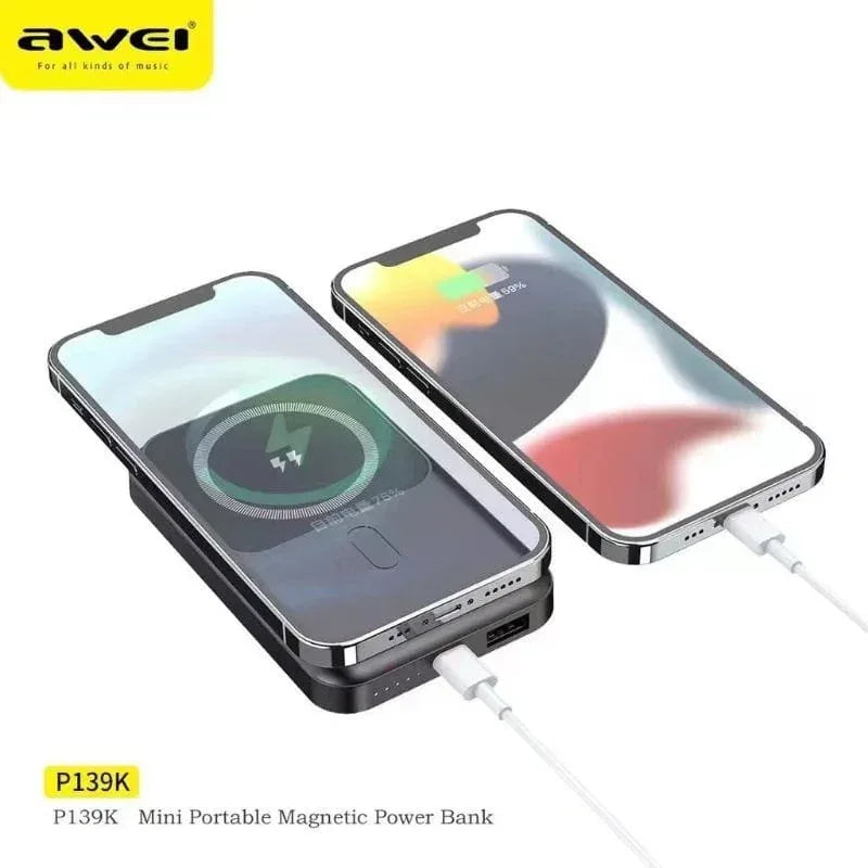 Awei 10000mAh Powerbank Magnetic Wireless P139K - Three
