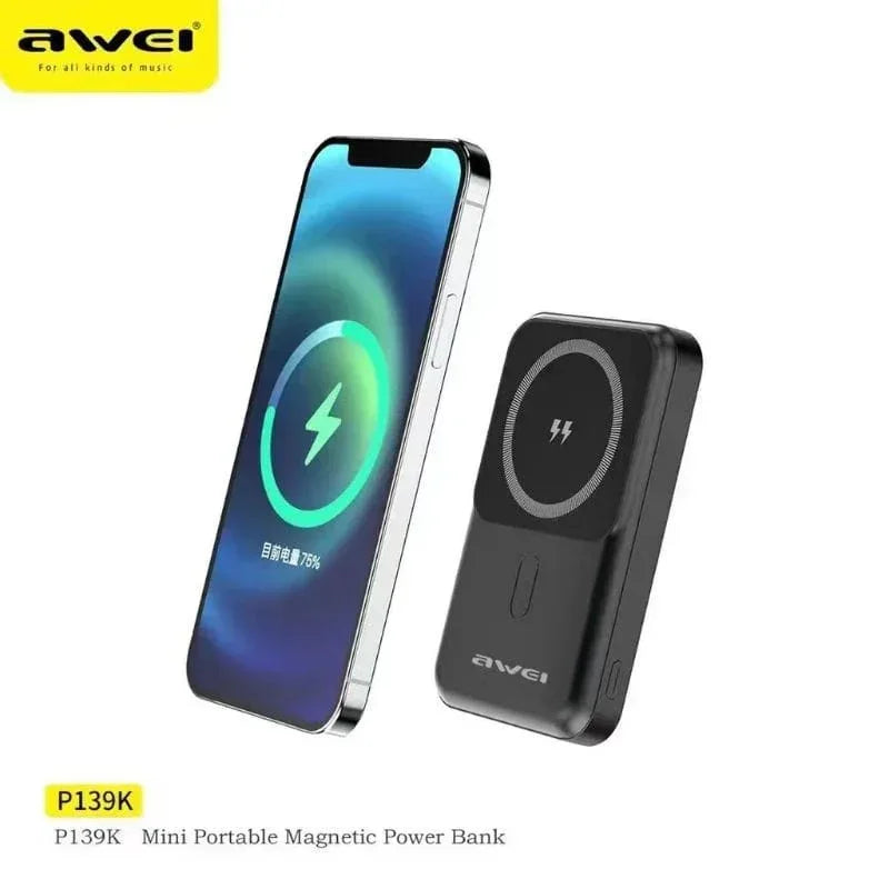 Awei 10000mAh Powerbank Magnetic Wireless P139K - Three