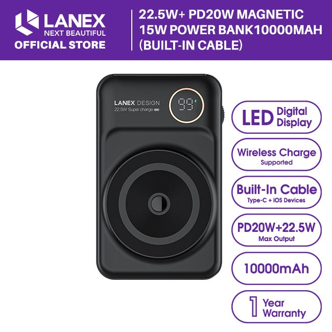 Lanex Magnetic Charging Power Bank 10000mAh N7