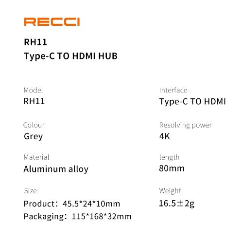 محول Type-C إلى HDMI من Recci RH11