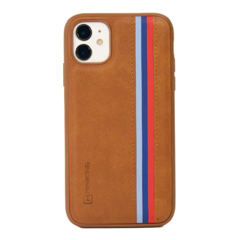 Minking Flag Leather Case iPhone 14 - Three