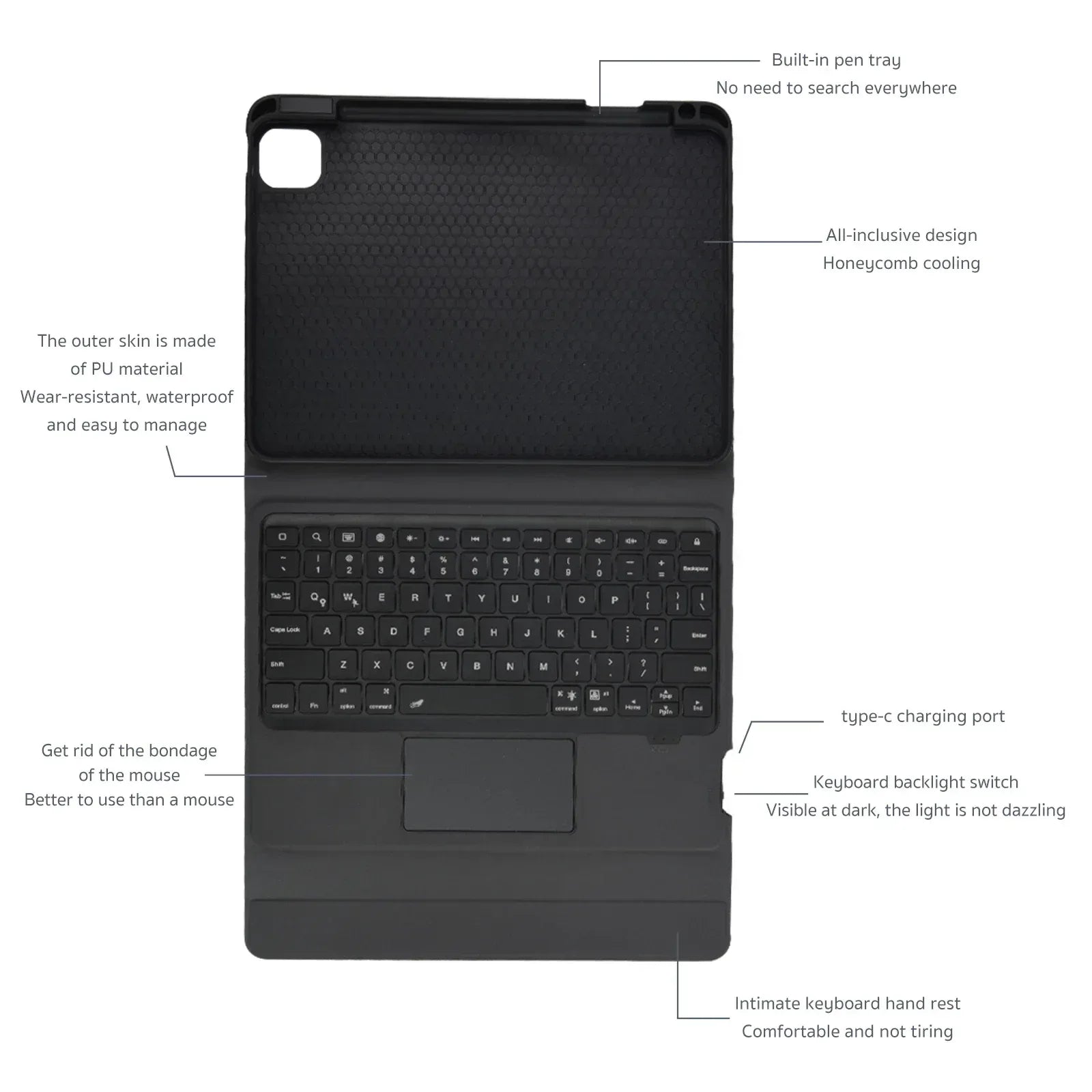 Coteetci Keyboard Pad Leather Case - Three