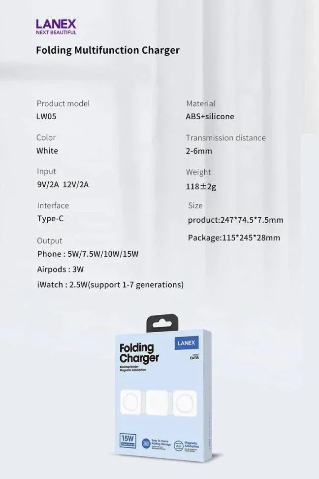 Lanex Folding Magnatic Charger LW05 - Three
