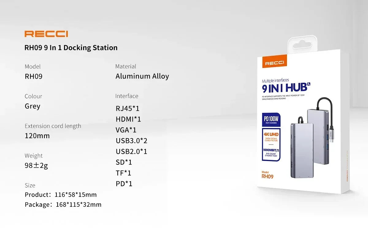 Recci Hub 9 in 1 RH09 - Three