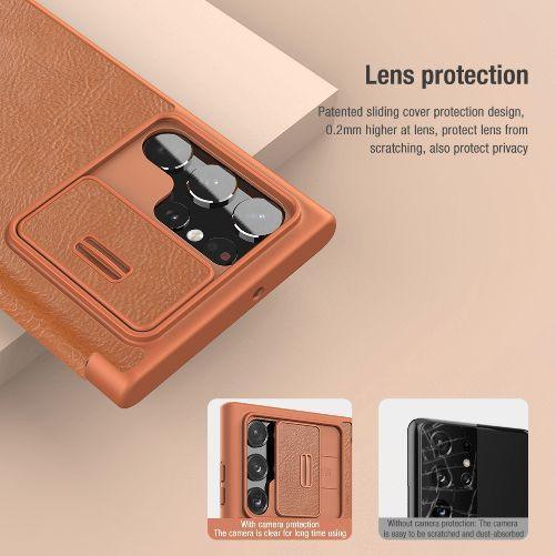 Nillkin Qin Pro Series CamShield Leather case S22 Ultra - Three