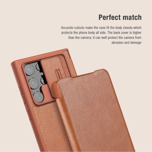 Nillkin Qin Pro Series CamShield Leather case S22 Ultra - Three