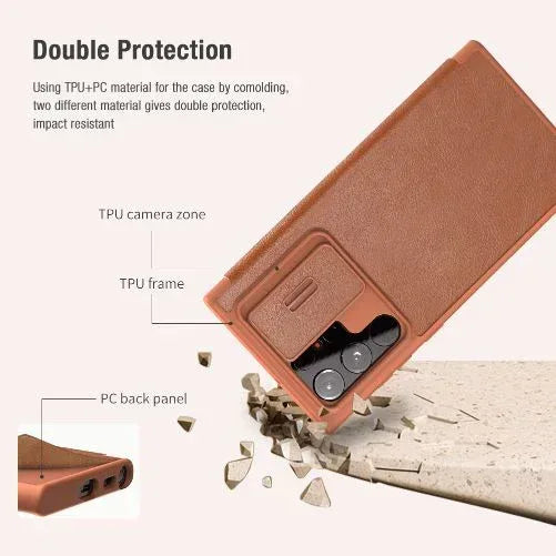 Nillkin Qin Pro Series CamShield Leather case S22 Ultra - Three