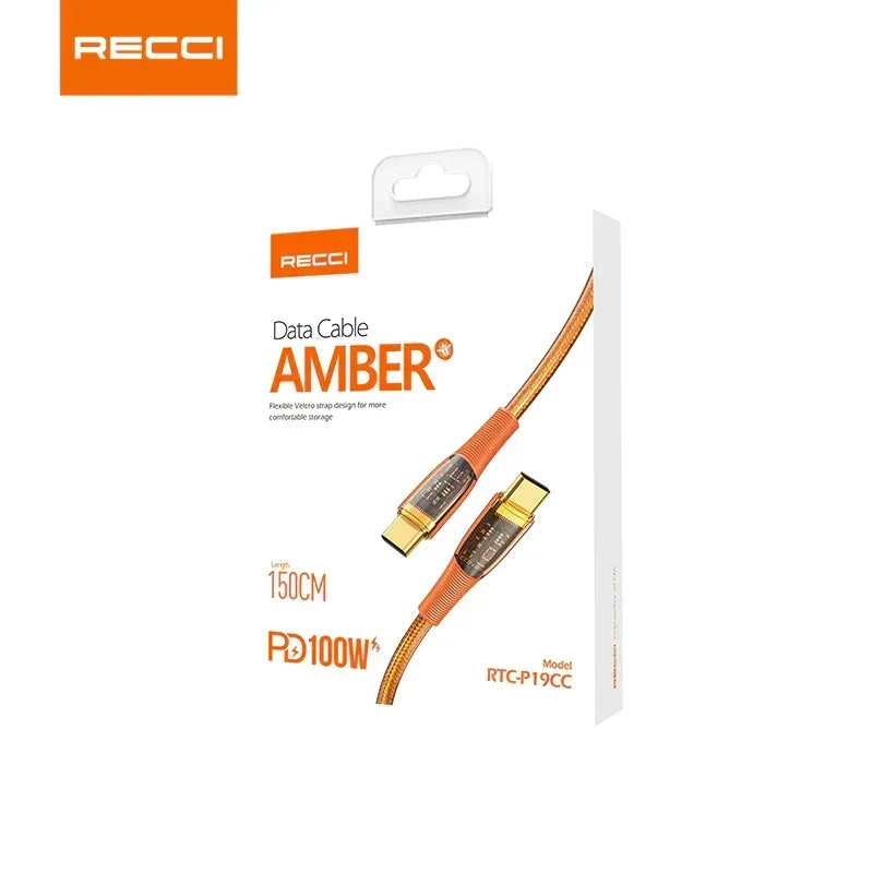 Recci Type-c To Type-c 100W Fast Charging Cable RTC-P19CC - Three