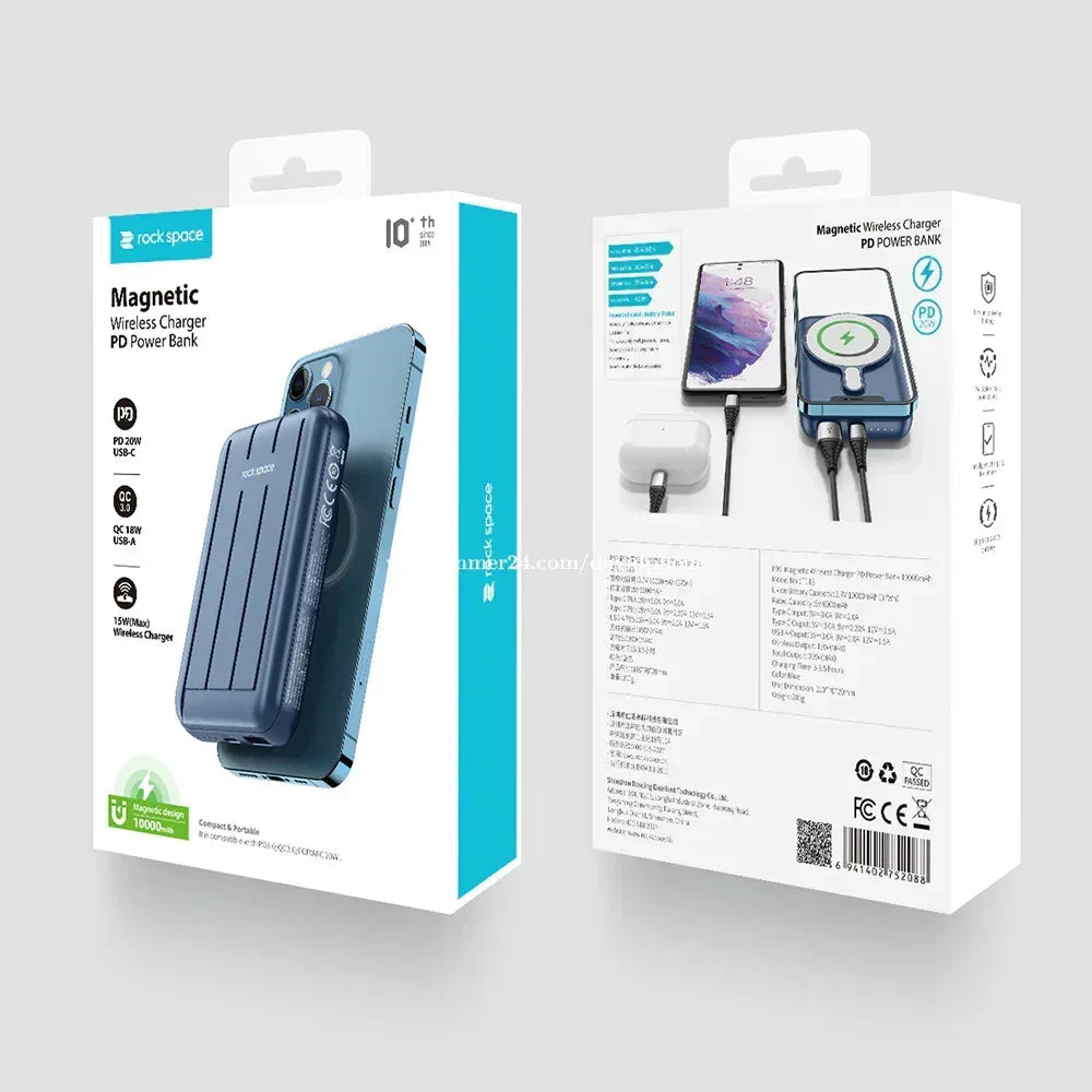 Rock Space Magnetic Wireless Power Bank 10000mAh - Three