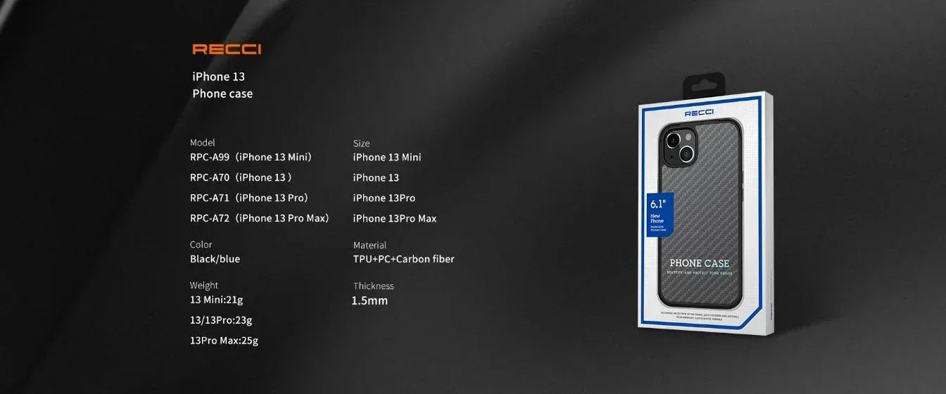 Recci Armor Carbon Fiber Case iPhone 13 Pro Max - Three