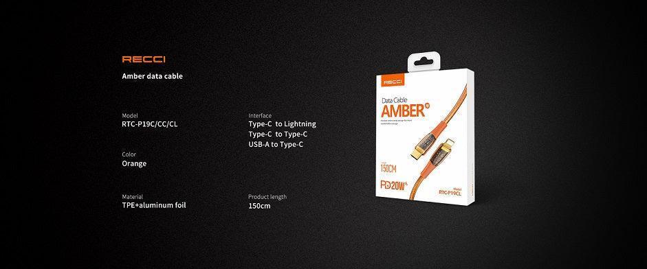 Recci Type-c to Lightning Data cable RTC-P19CL - Three