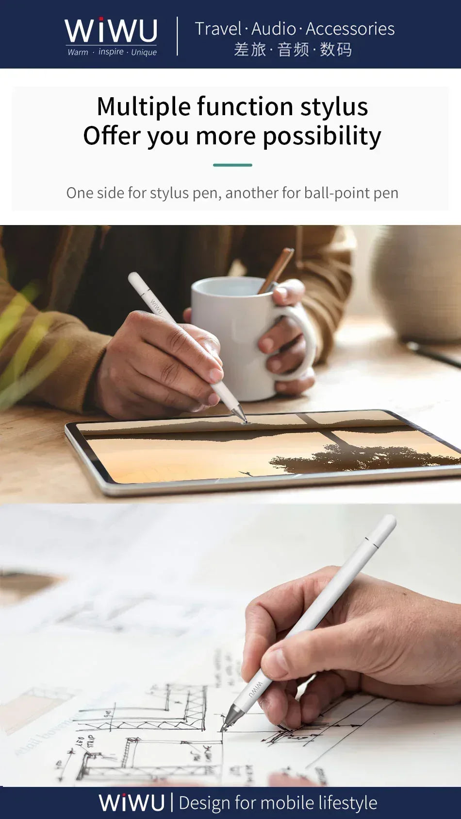 Wiwu Pencil Passive Stylus 2 in 1 - Three