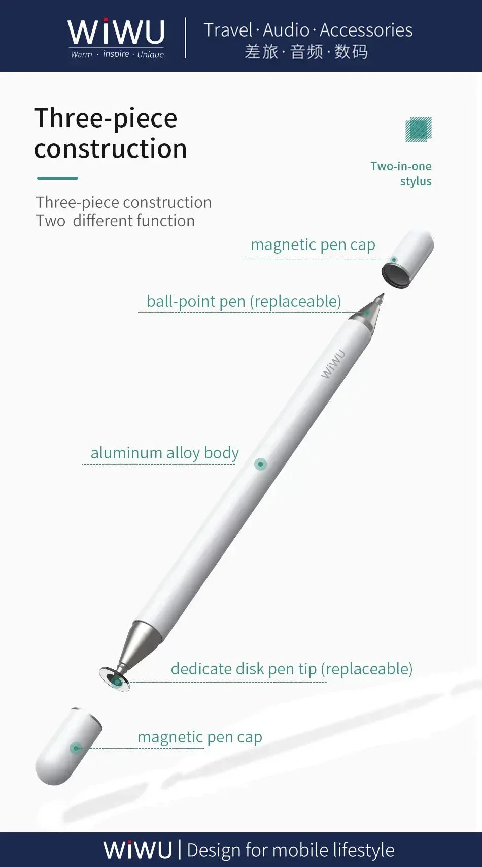 Wiwu Pencil Passive Stylus 2 in 1 - Three
