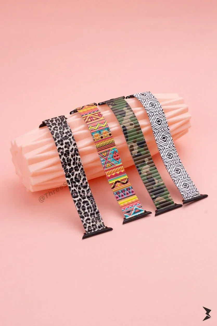 Metal Printed Watch Band For Apple Watch - Three