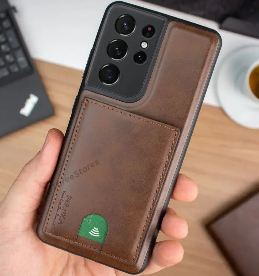 New Puloka Leather Wallet Case Samsung S21 Ultra - Three