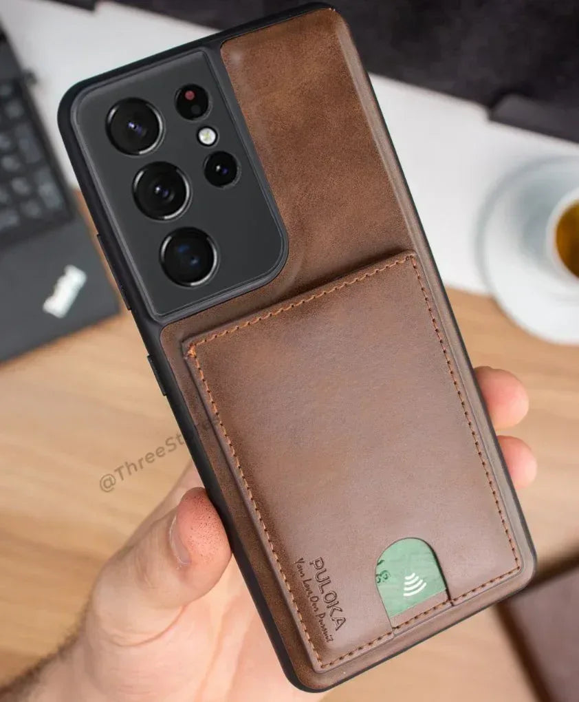 New Puloka Leather Wallet Case Samsung S21 Ultra - Three