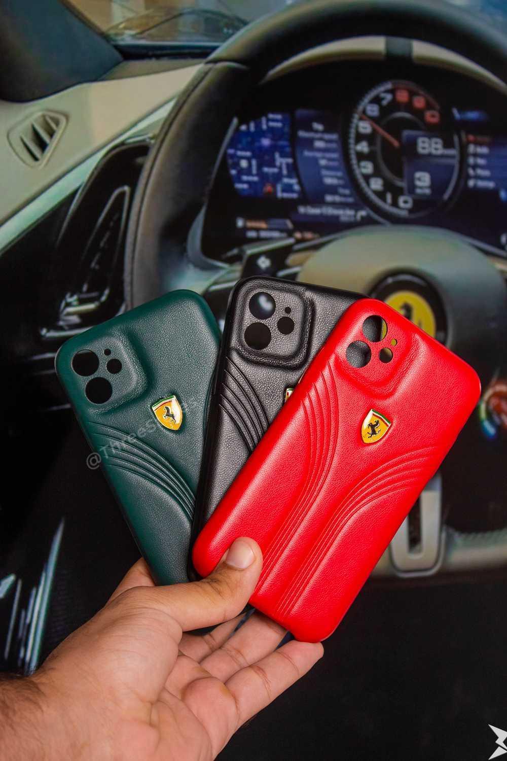 Ferrari Leather Case iPhone 12 - Three