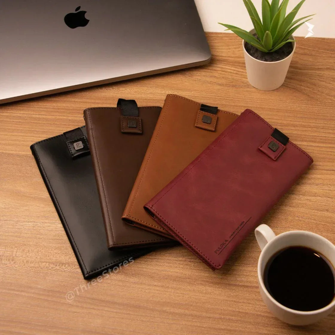 Puloka Flip Wallet Leather Phone Holster Pouch - Three