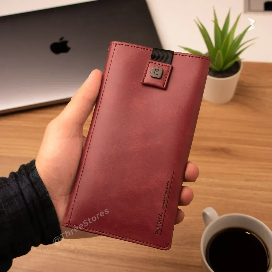 Puloka Flip Wallet Leather Phone Holster Pouch - Three