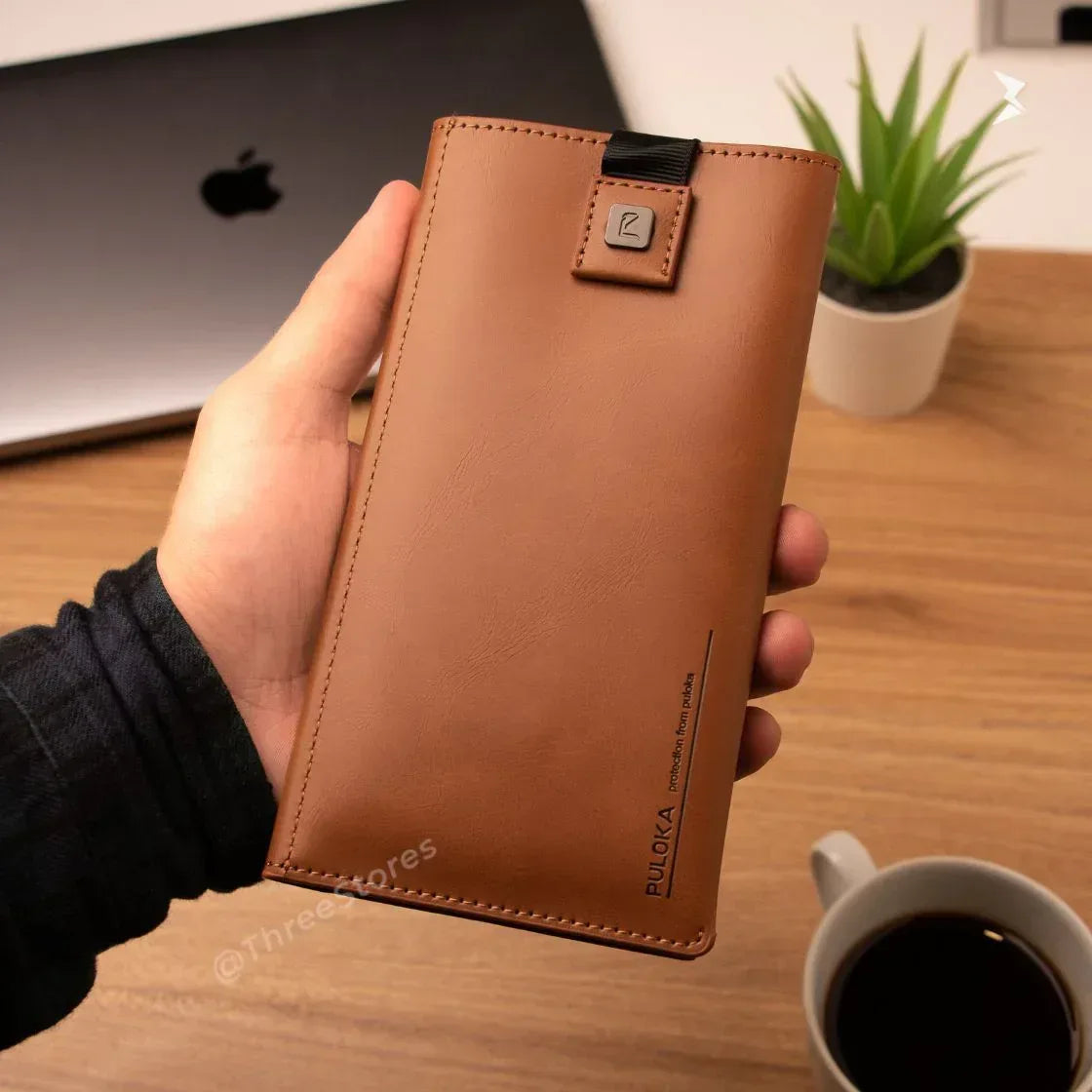 Puloka Flip Wallet Leather Phone Holster Pouch - Three