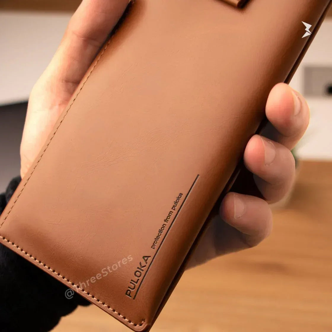 Puloka Flip Wallet Leather Phone Holster Pouch - Three