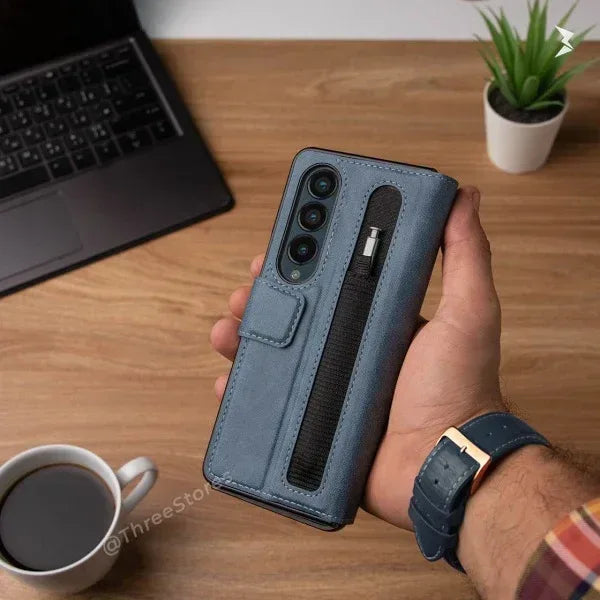 HDD Flip Leather Case With Spen Samsung Z Fold 4 - Three