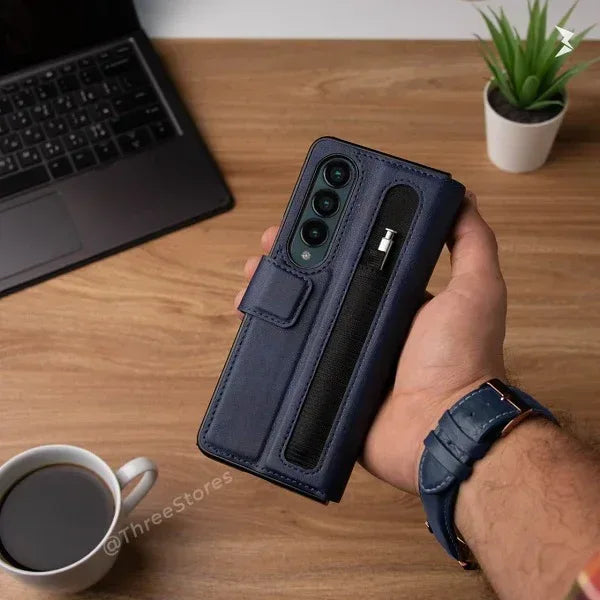 HDD Flip Leather Case With Spen Samsung Z Fold 4 - Three