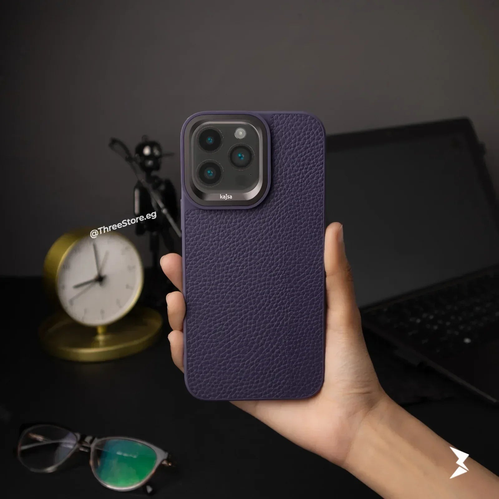 Kajsa Preppie Collection Litchi Pattern Case iPhone 14 Pro Max - Three
