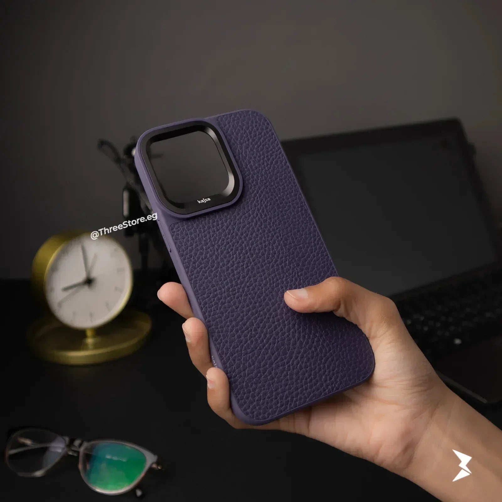 Kajsa Preppie Collection Litchi Pattern Case iPhone 14 Pro Max - Three