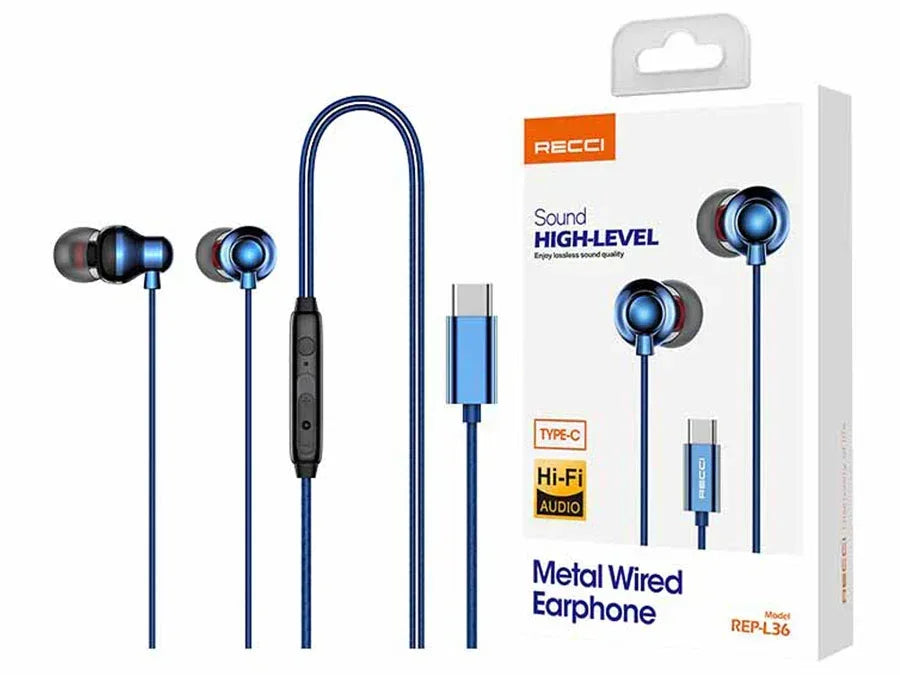 Recci Sound Metal Wired Earphone REP-L36 - Three