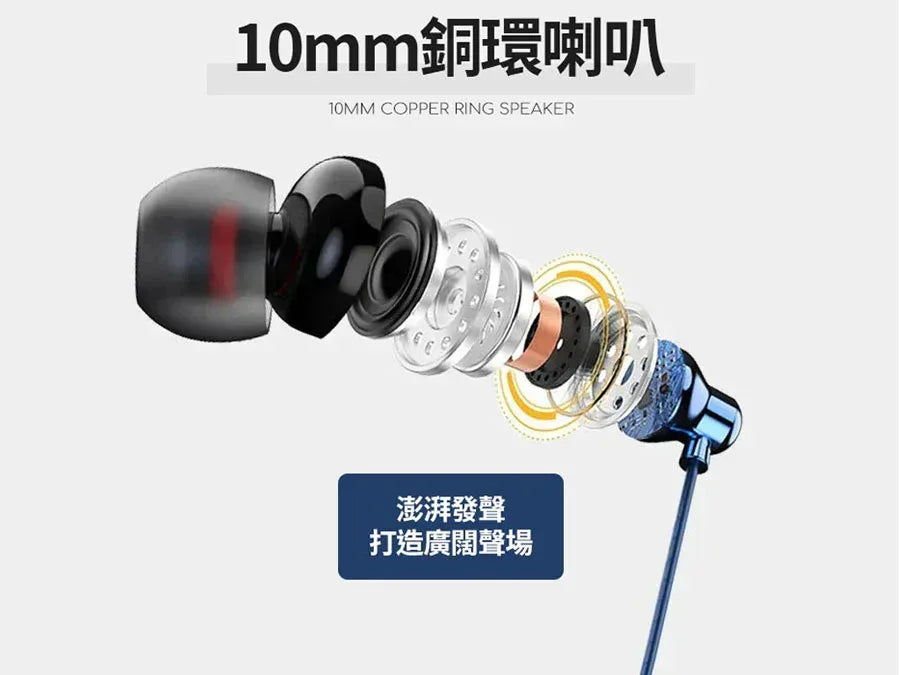 Recci Sound Metal Wired Earphone REP-L36 - Three