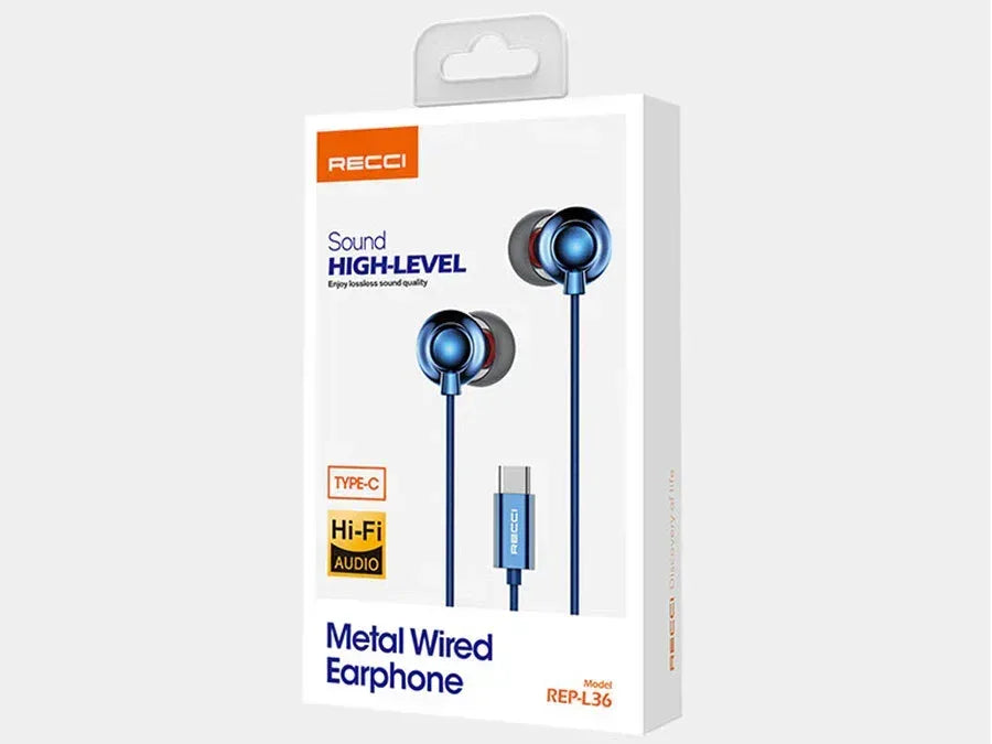 Recci Sound Metal Wired Earphone REP-L36 - Three