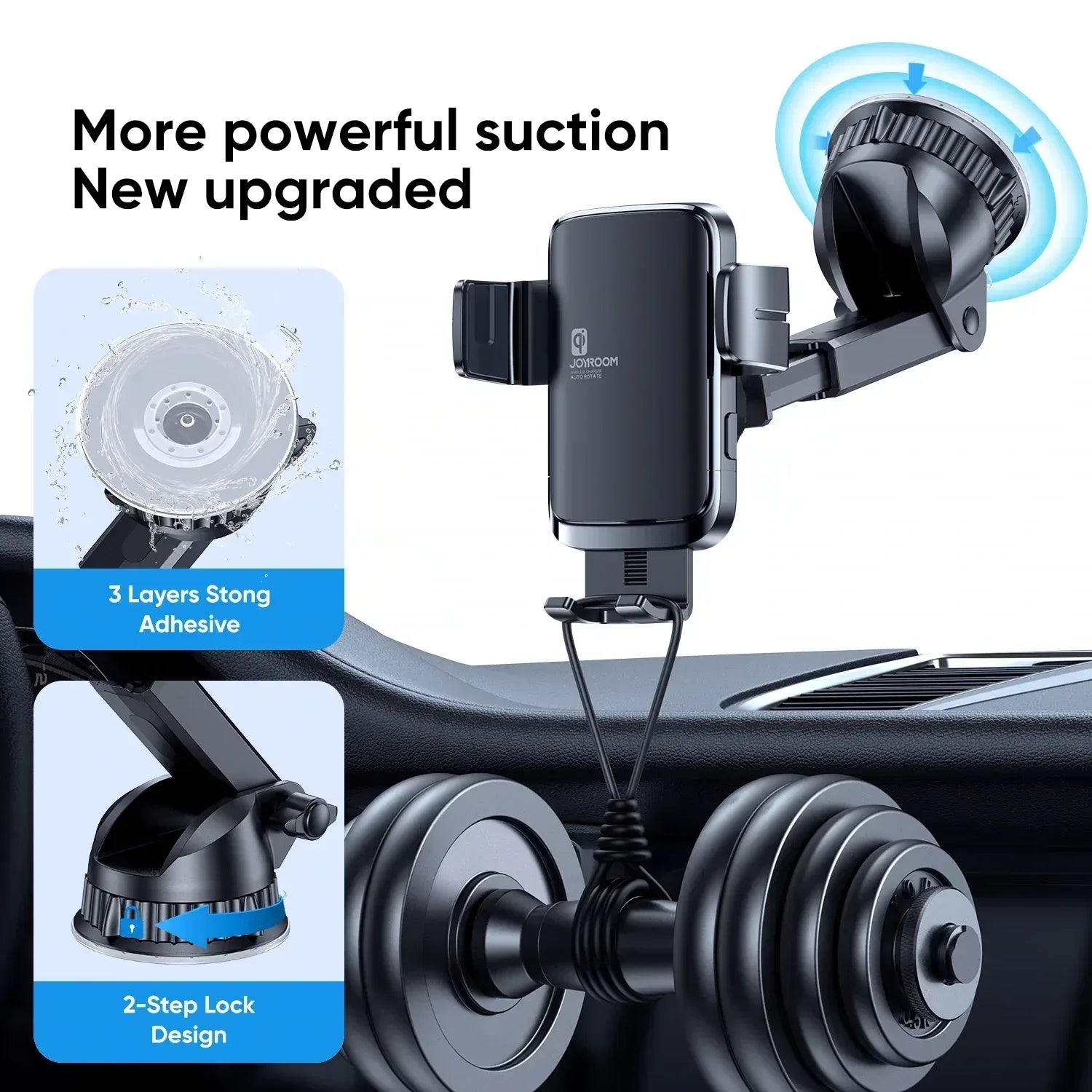 JoyRoom Electric Rotary Wireless Car Charger Holder - Three