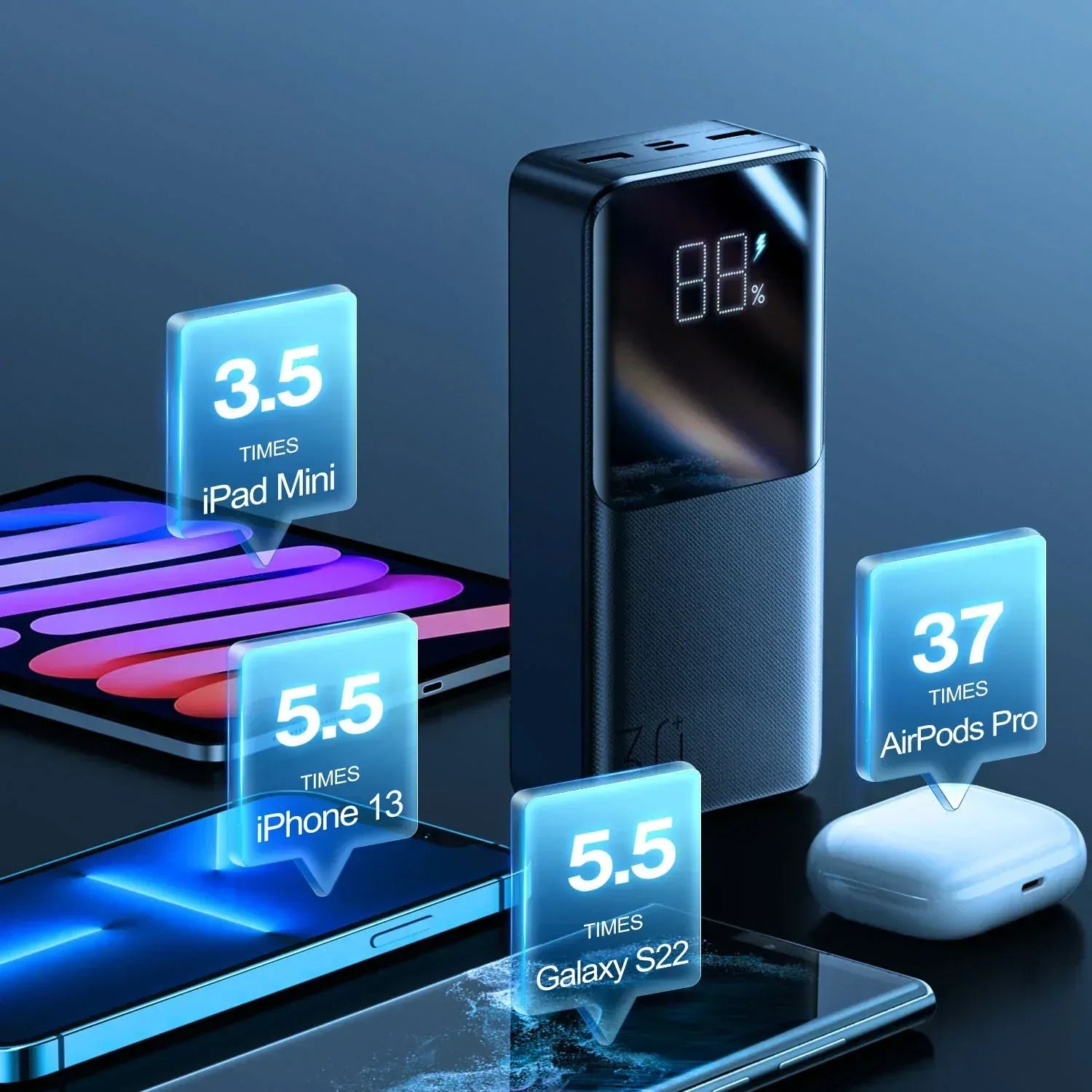 JoyRoom Powerbank 30000mah 22.5W Fast Charging JR-QP193 - Three