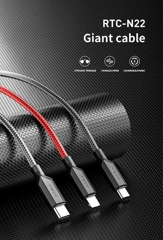 Recci Usb To Lightning Cable Charge RTC-N22L - Three
