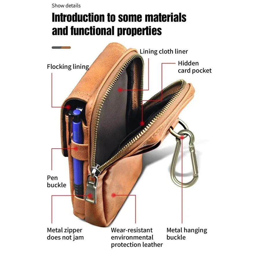 Puloka Leather Phone Holster Belt Bag - Three