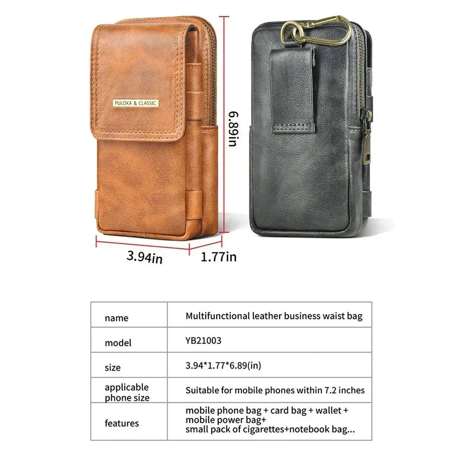 Puloka Leather Phone Holster Belt Bag - Three
