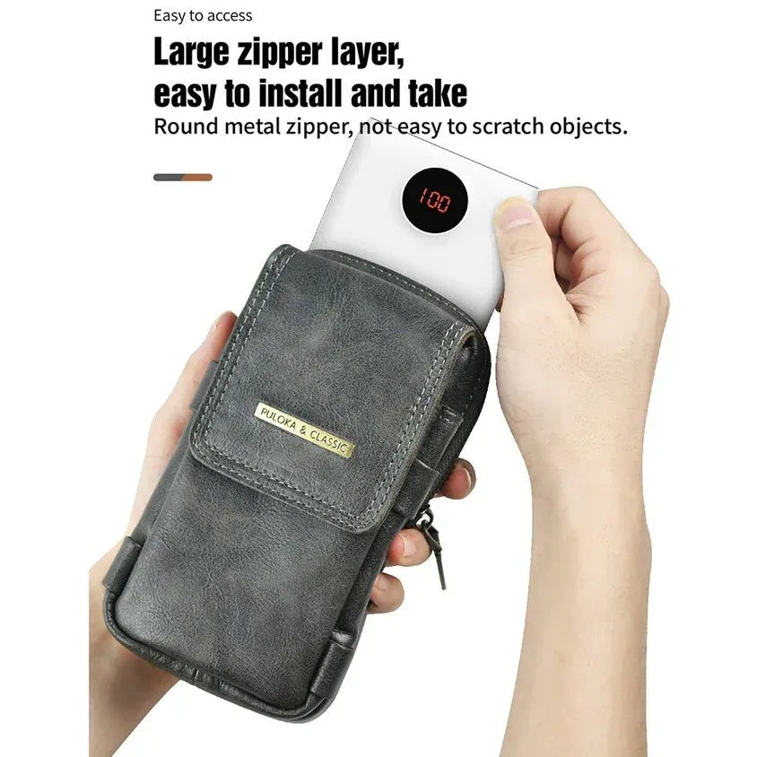 Puloka Leather Phone Holster Belt Bag - Three